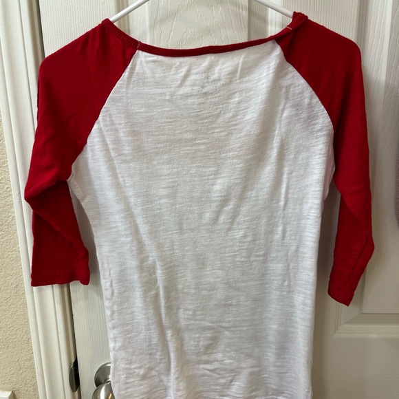 Red and White JAWS Graphic Raglan Tee - Picture 2 of 5